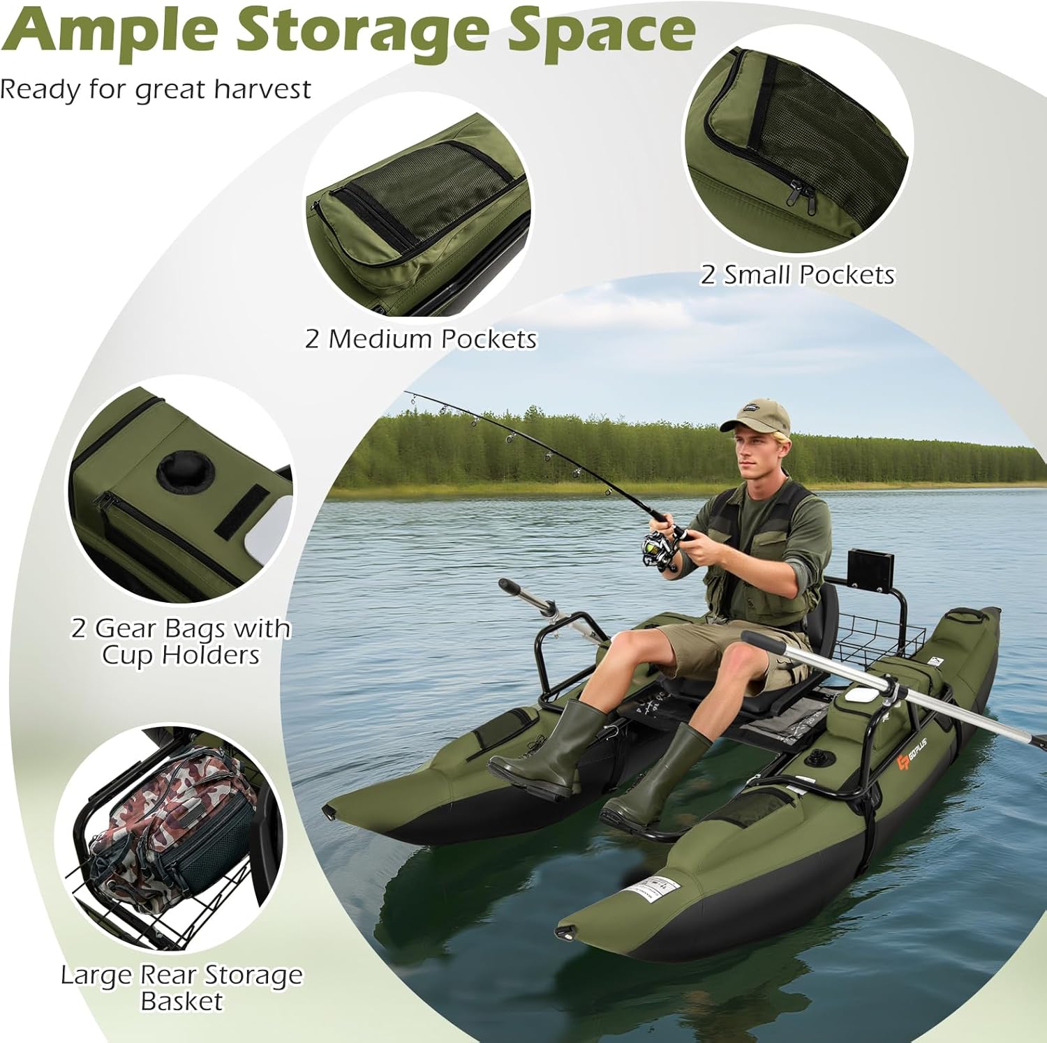 Adult Inflatable Belly Boat wi - Fishing Boat Paddle review and price